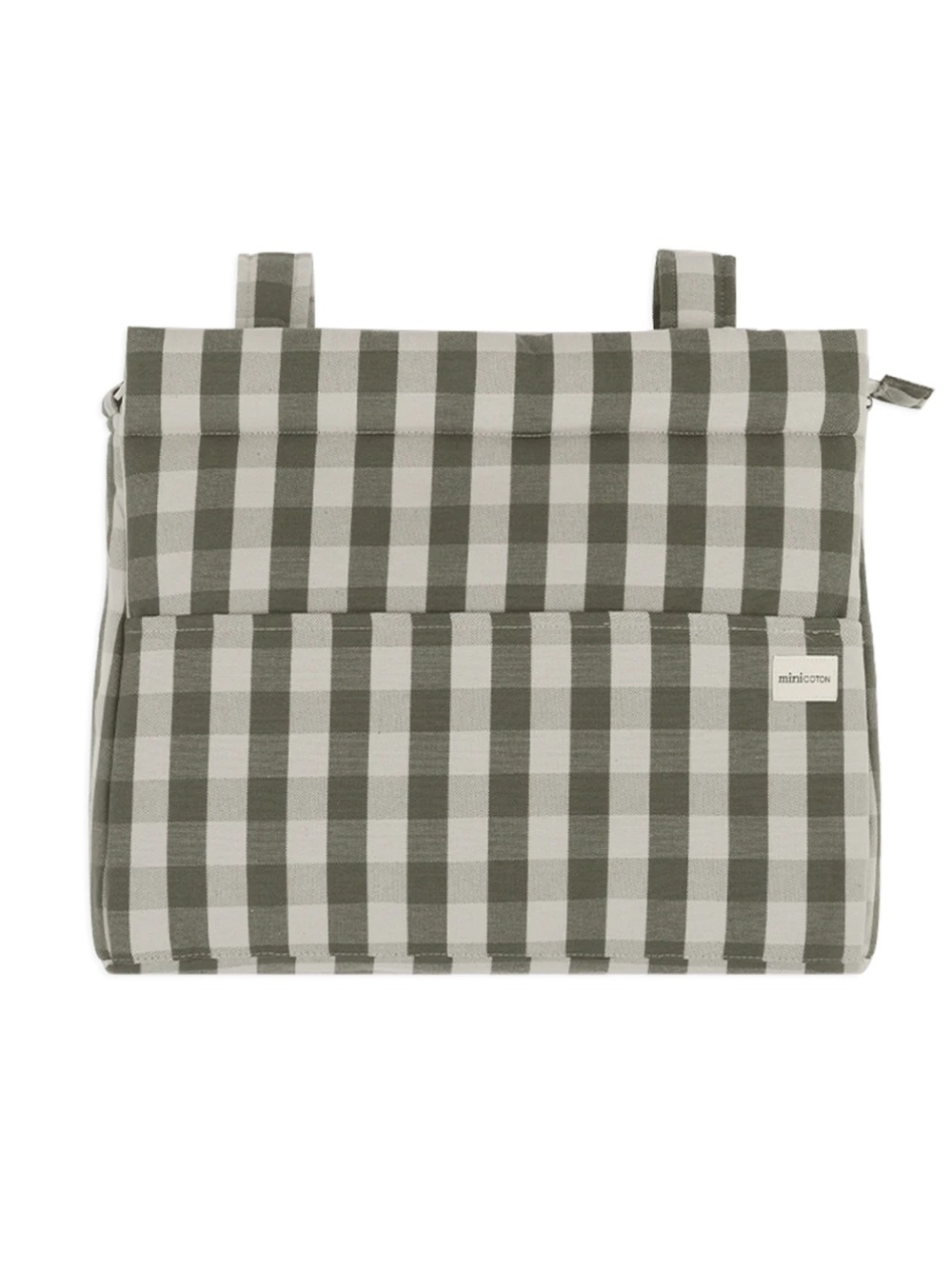 Minicoton Icon Bag—Olive and White Gingham (diaper bag)